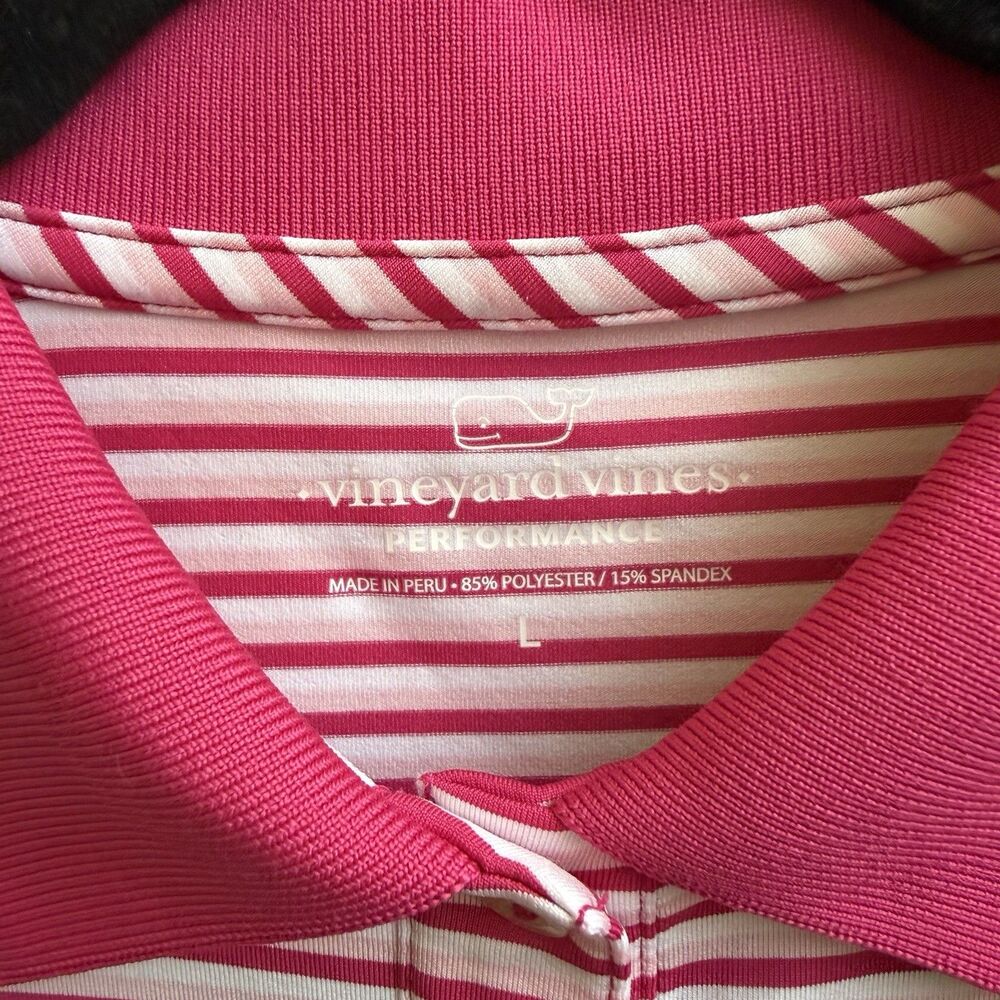 Vineyard Vines Performance Polo Shirt Sleeveless Stretch Stripes Pink Size L - Picture 5 of 5